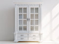 Vetrina - legno-vetro - 119x47x207 cm - bianco opaco - stile neoclassico