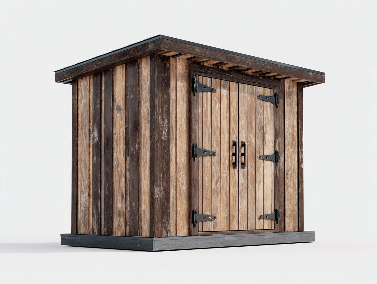 Casetta da giardino - Legno-Acciaio - 260x200x220 cm - Marrone-Nero - Design moderno con tetto piano