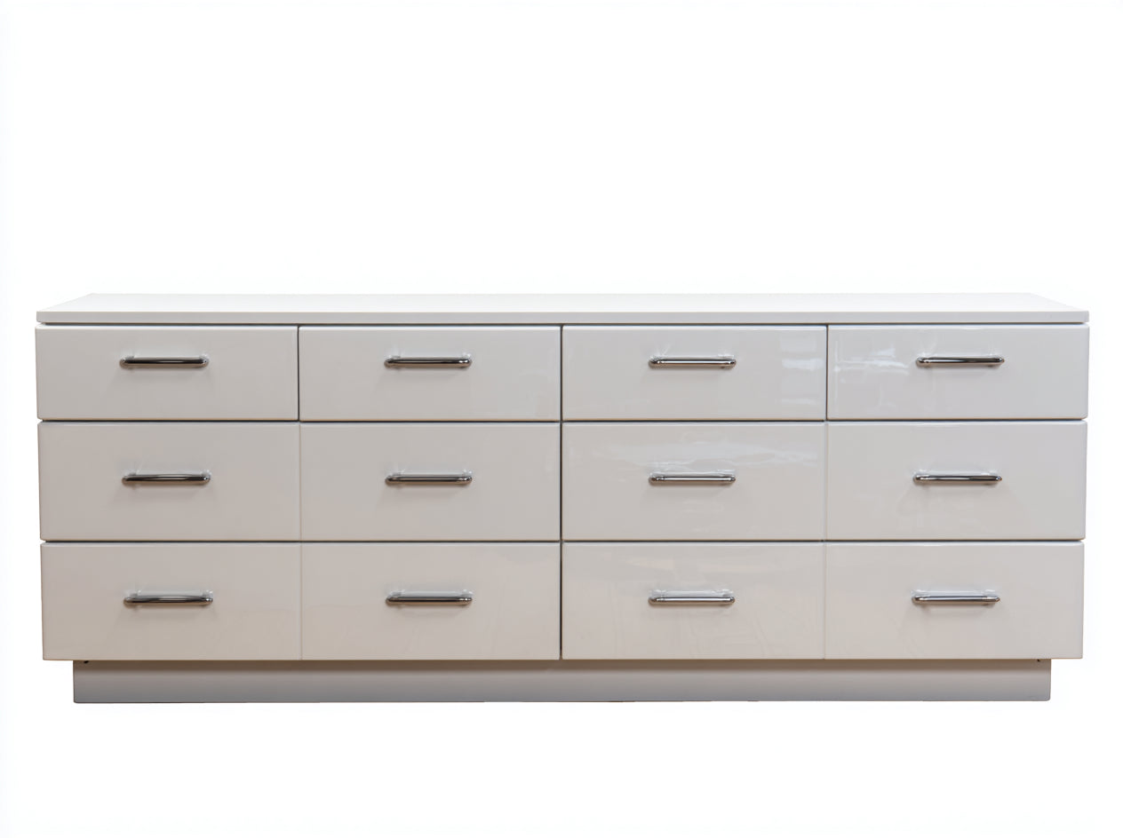 Cassettiera-MDF-183x48x79 cm-Bianco perla-Stile contemporaneo