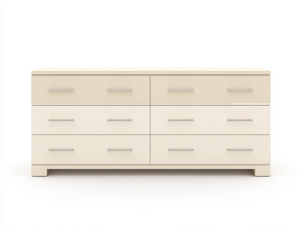 Cassettiera-MDF laccato-164x47x84 cm-Crema chiaro-Stile minimalista