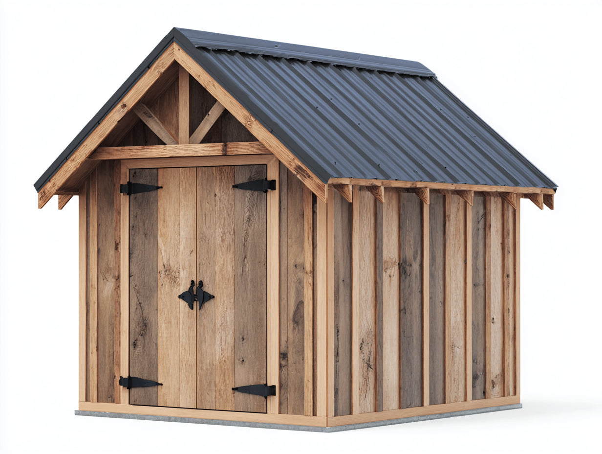 Casetta da giardino - Legno-Acciaio - 260x220x230 cm - Marrone-Grigio - Design rustico con tetto a due falde