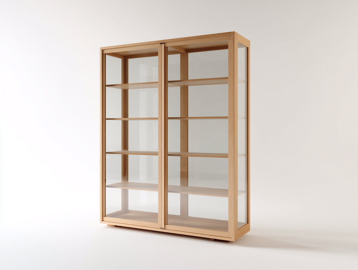 Vetrina - legno-vetro - 122x42x178 cm - rovere naturale - stile moderno