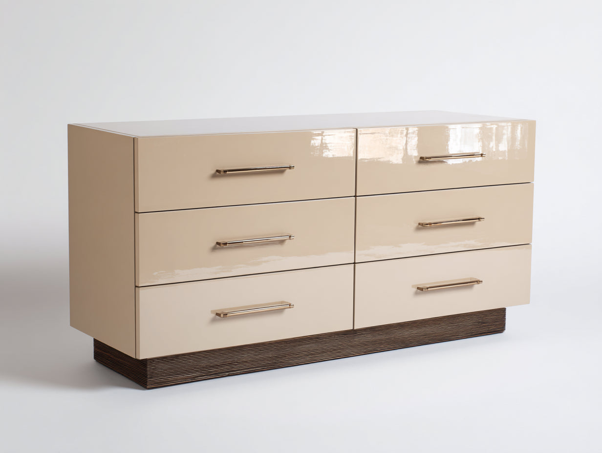 Cassettiera-MDF-161x48x81 cm-Beige sabbia-Stile moderno