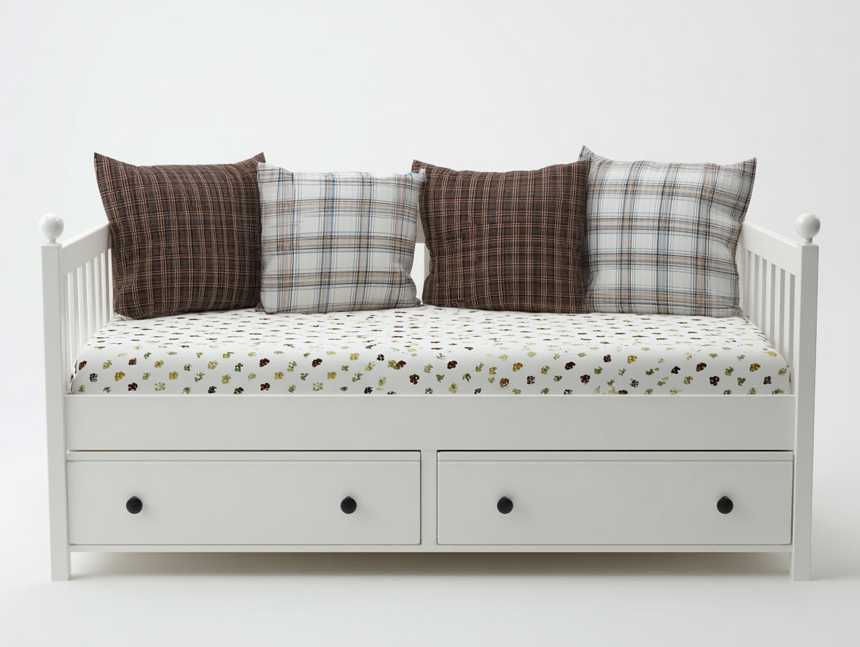 Divano letto-Legno-204x96x92 cm-Bianco-Stile country con contenitore