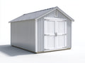 Casetta da giardino - Resina-Acciaio - 240x180x210 cm - Bianco-Grigio chiaro - Design ventilato con tetto a due falde