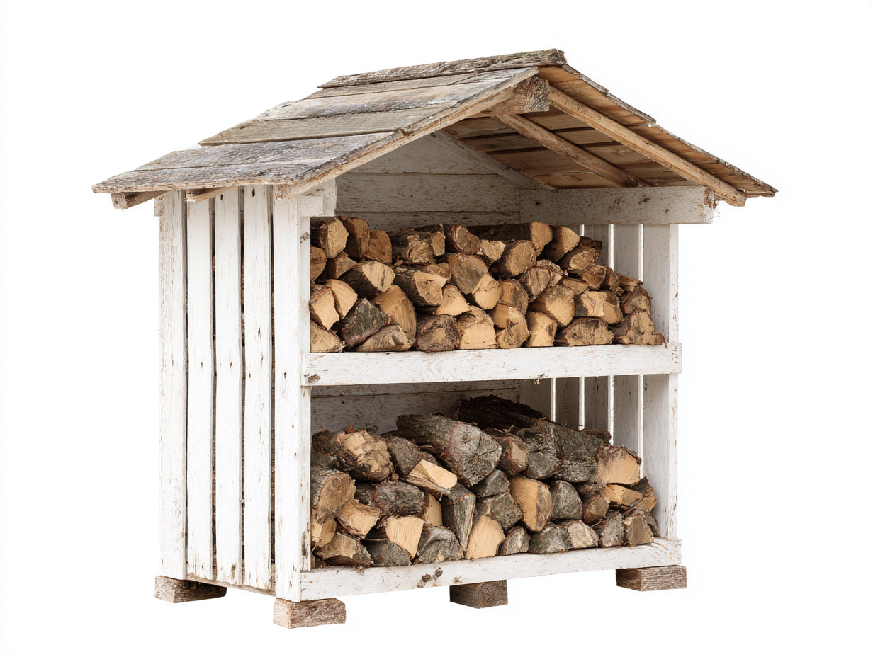 Portalegna - Legno - 180x70x160 cm - Bianco - Stile rustico funzionale