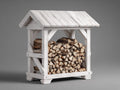 Portalegna - Legno - 160x60x150 cm - Bianco - Stile rustico funzionale