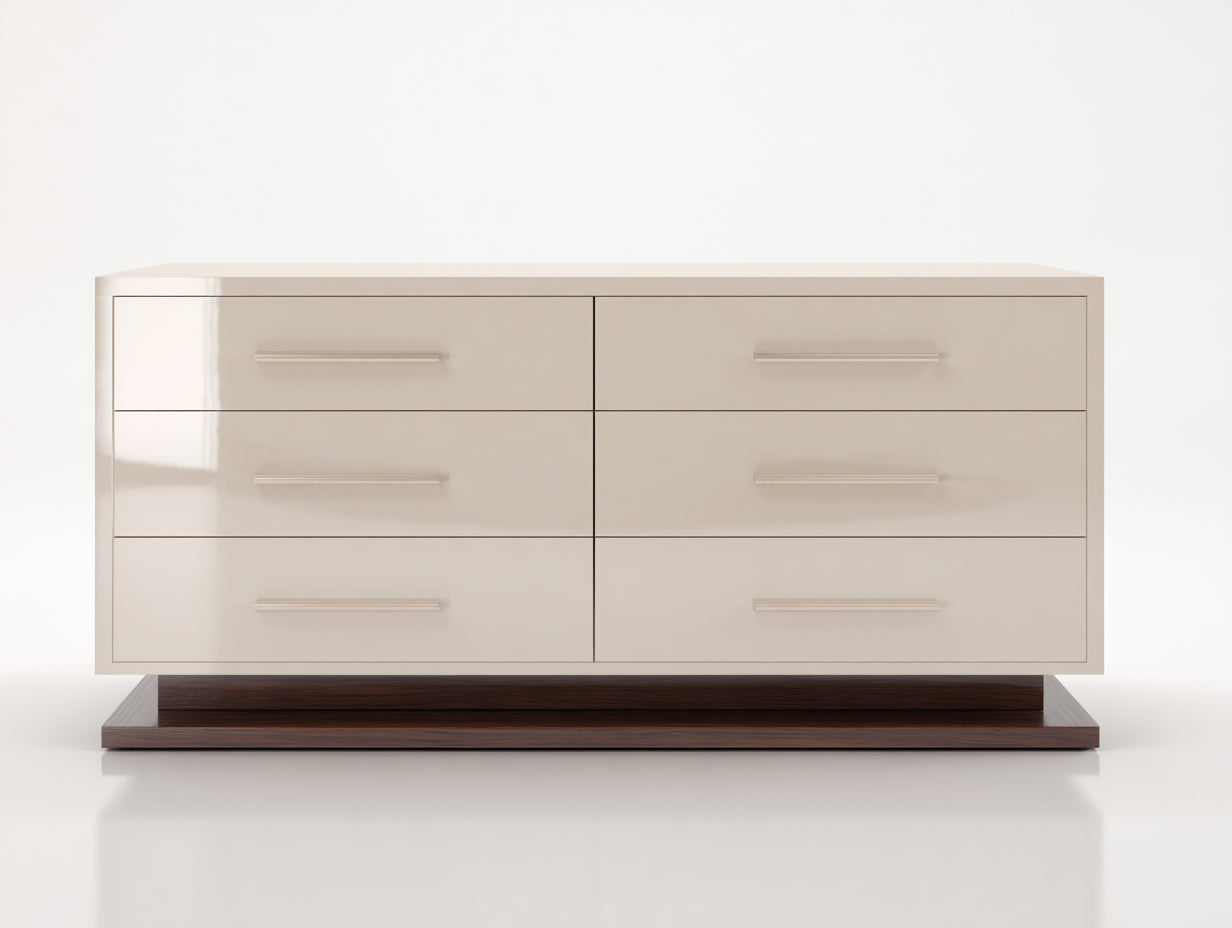 Cassettiera-MDF laccato-160x47x80 cm-Beige chiaro-Design minimalista