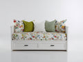 Divano letto-Legno-201x94x87 cm-Bianco-Design classico floreale con contenitore
