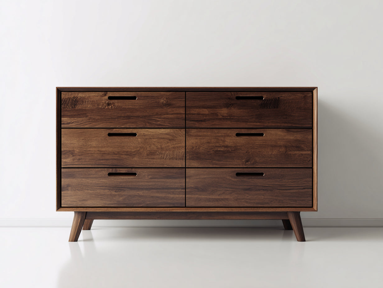 Cassettiera-Legno-158x47x86 cm-Marrone noce-Stile contemporaneo