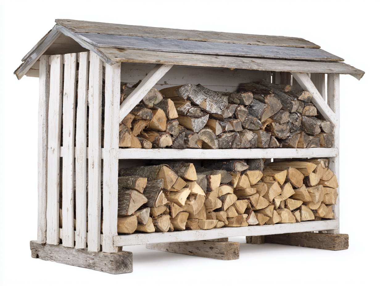 Portalegna - Legno - 220x80x170 cm - Bianco - Stile rustico funzionale