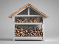 Portalegna - Legno - 180x70x160 cm - Bianco - Stile rustico funzionale