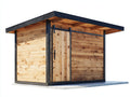 Casetta da giardino - Legno-Acciaio - 300x250x220 cm - Marrone-Nero - Design moderno con tetto piano