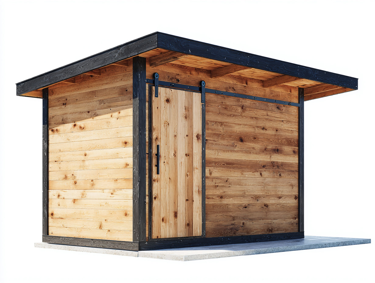 Casetta da giardino - Legno-Acciaio - 300x250x220 cm - Marrone-Nero - Design moderno con tetto piano