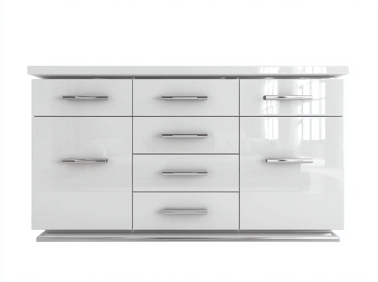 Cassettiera-MDF-168x47x84 cm-Bianco lucido-Design geometrico