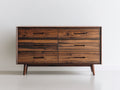 Cassettiera-Legno-154x46x83 cm-Marrone scuro-Design moderno di metà secolo