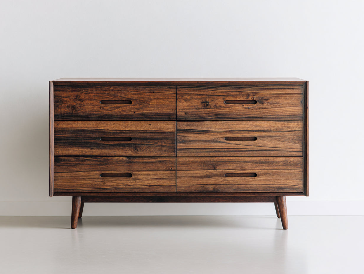 Cassettiera-Legno-154x46x83 cm-Marrone scuro-Design moderno di metà secolo