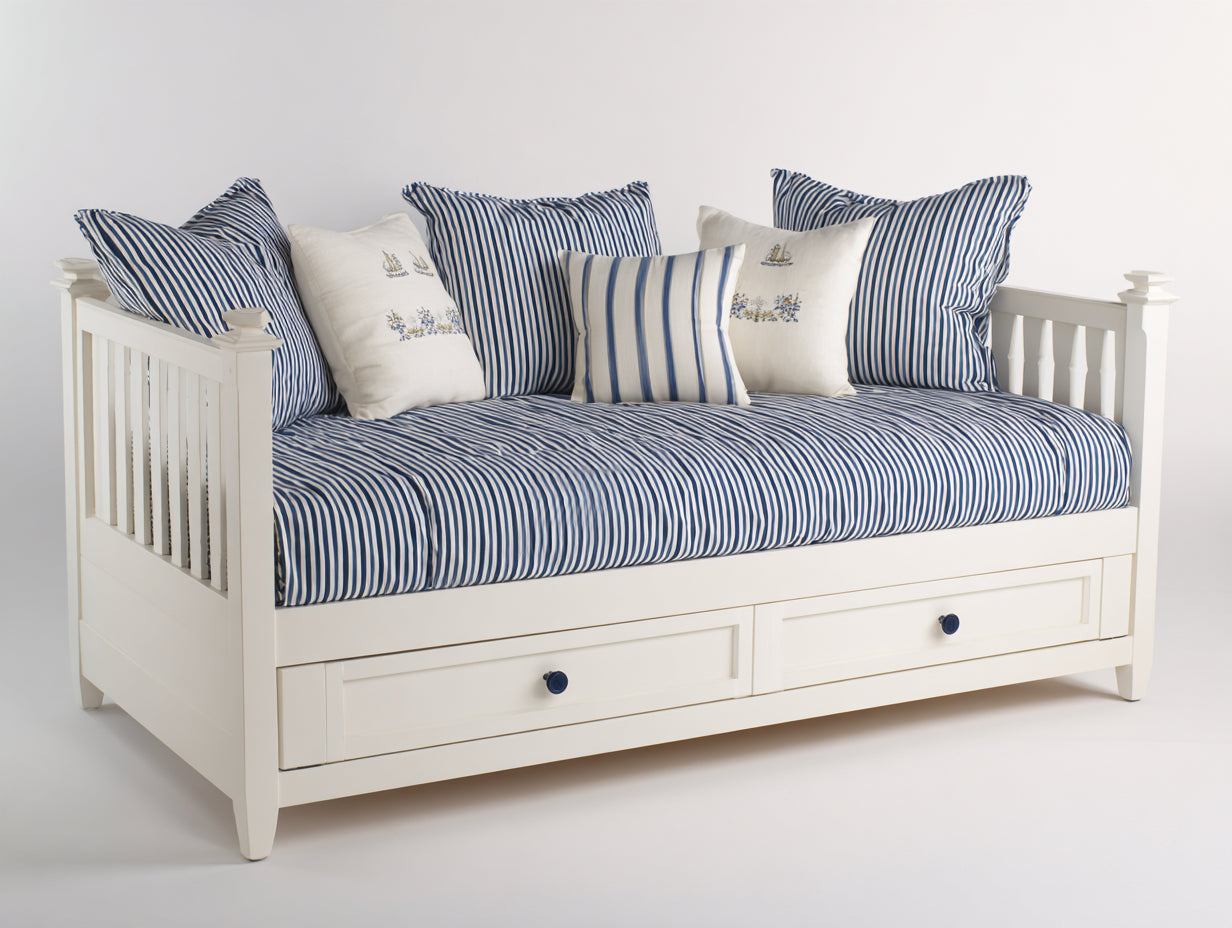 Divano letto-Legno-211x99x100 cm-Bianco-Stile marinaro con contenitore