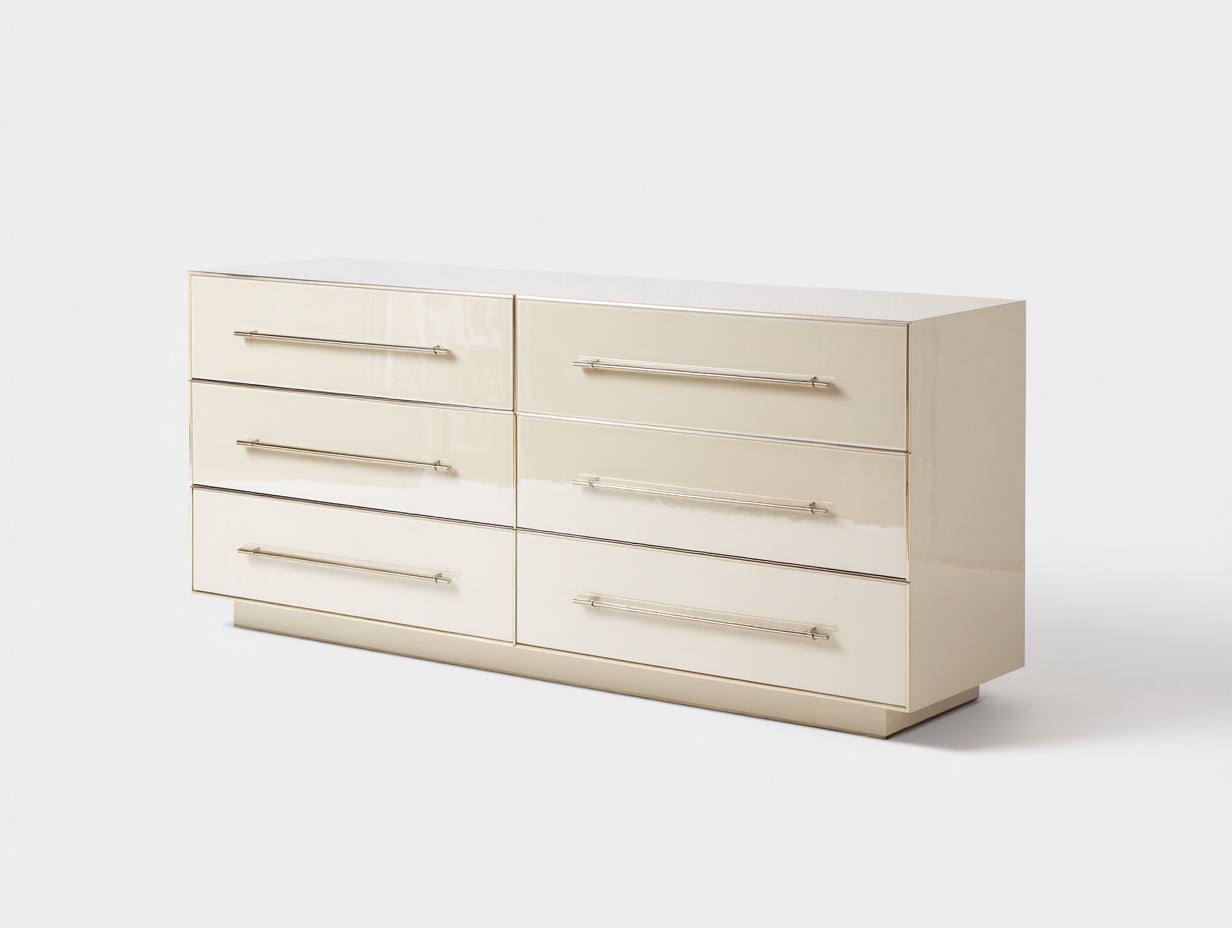 Cassettiera-MDF-160x47x82 cm-Avorio-Design contemporaneo
