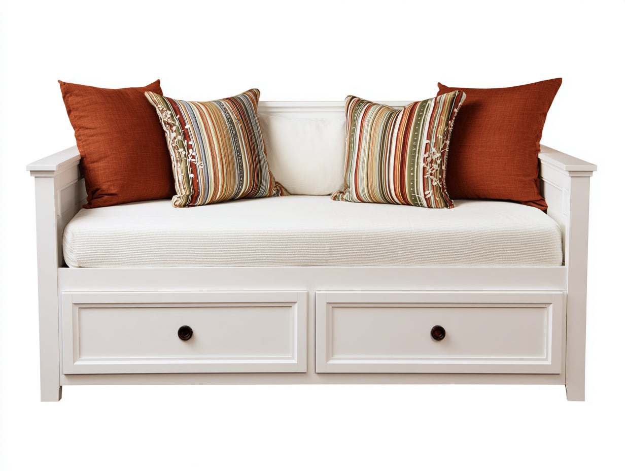 Divano letto-Legno-202x95x89 cm-Bianco-Stile rustico contemporaneo con contenitore