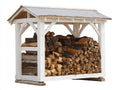 Portalegna - Legno - Metallo - 220x80x180 cm - Bianco - Stile rustico funzionale