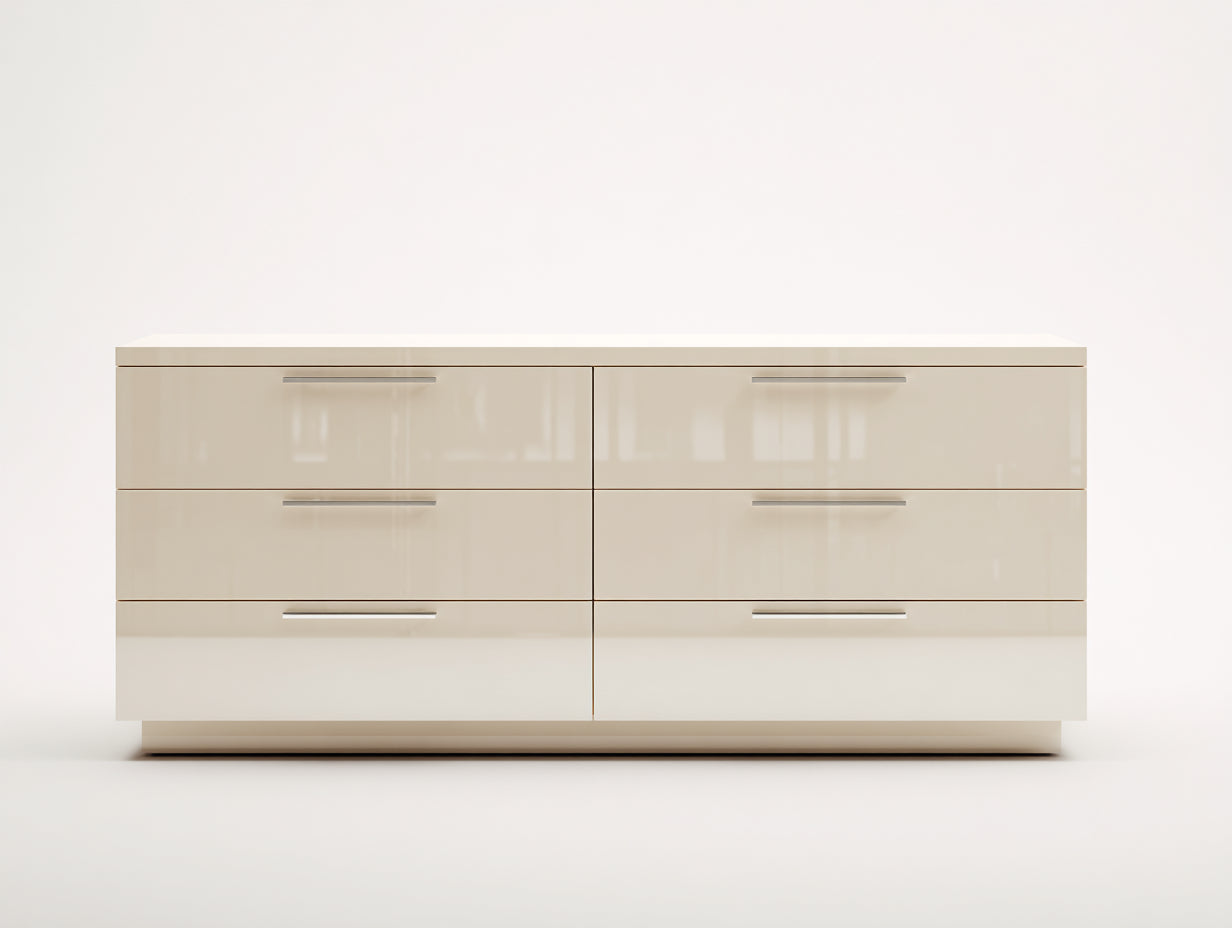 Cassettiera-MDF laccato-160x45x79 cm-Avorio-Design essenziale