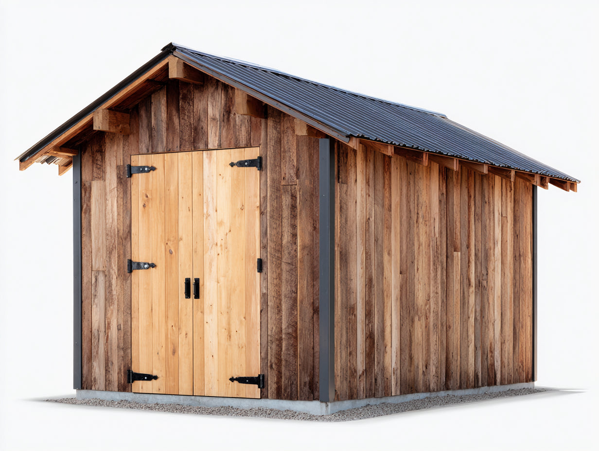 Casetta da giardino - Legno-Acciaio - 360x280x240 cm - Marrone-Grigio - Design rustico con tetto a due falde