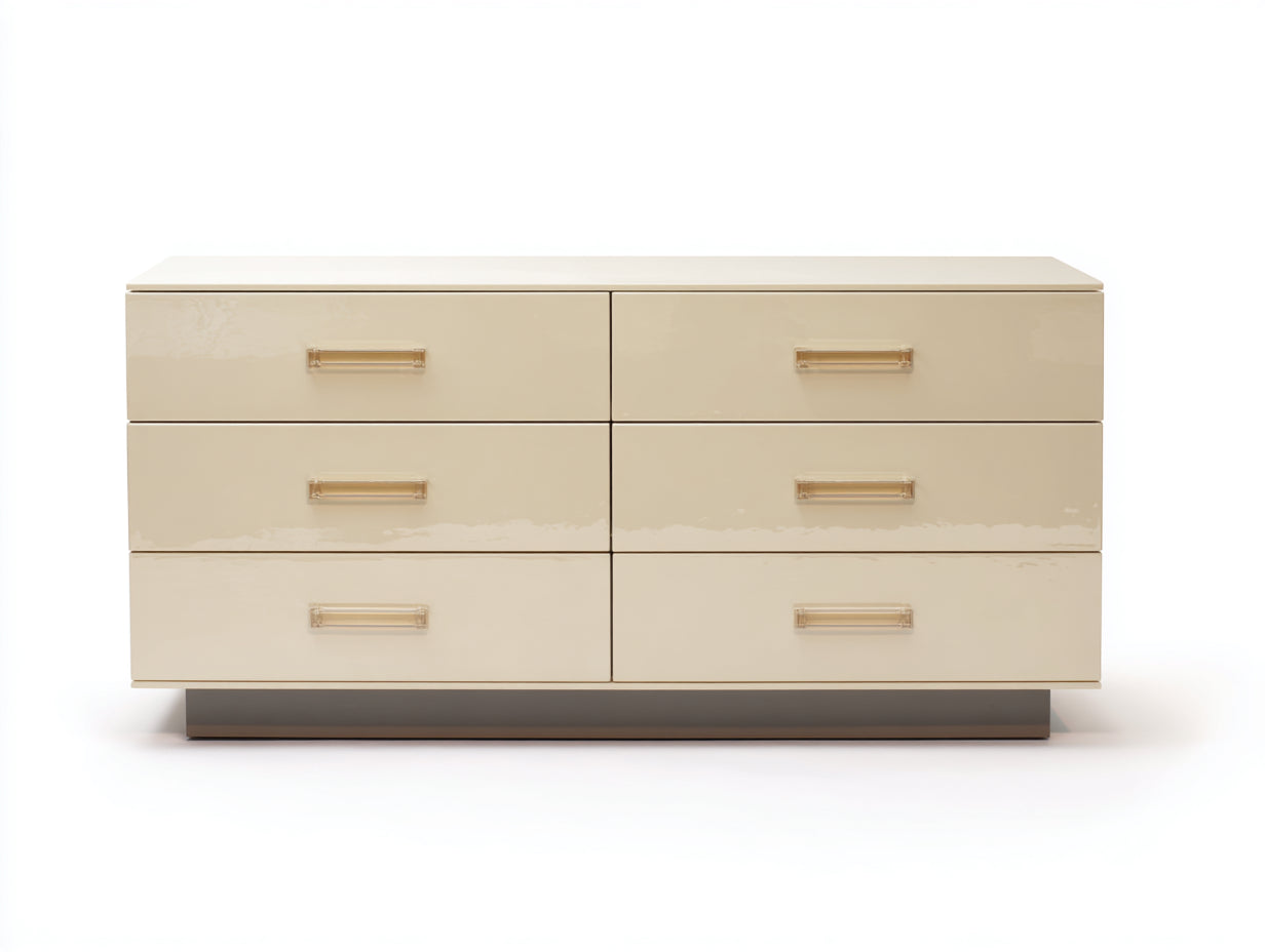 Cassettiera-MDF laccato-152x46x78 cm-Crema-Design moderno