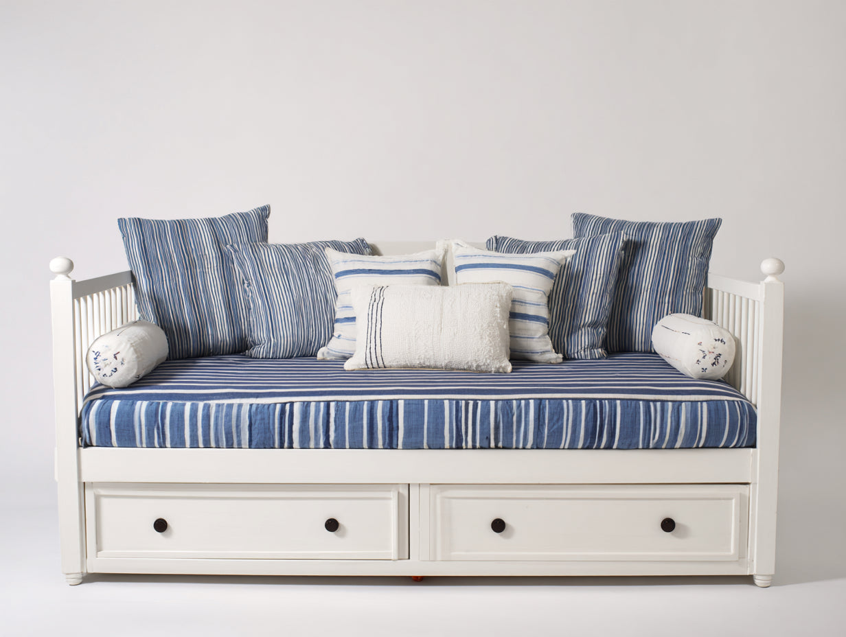 Divano letto-Legno-208x98x100 cm-Bianco-Stile marinaro con contenitore