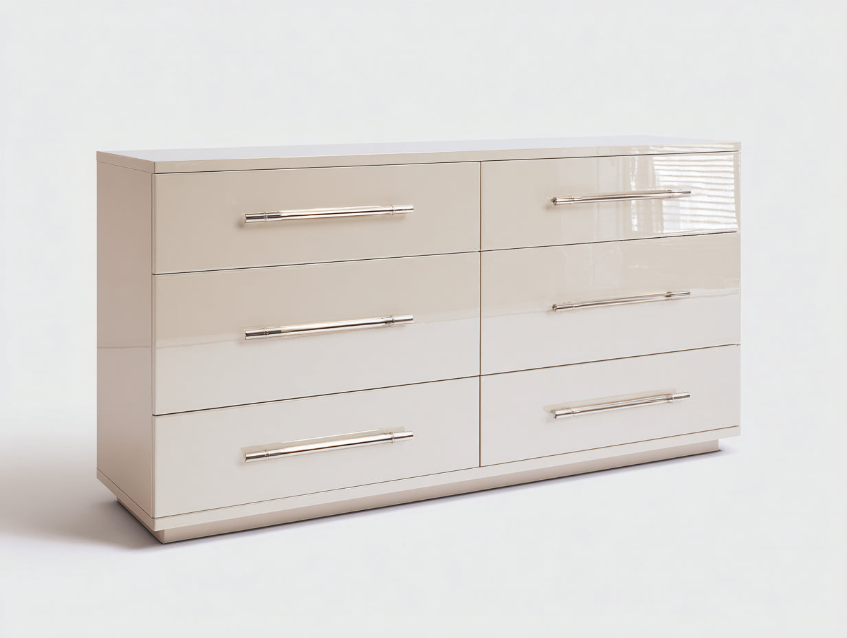 Cassettiera-MDF-156x46x80 cm-Crema chiaro-Stile minimalista