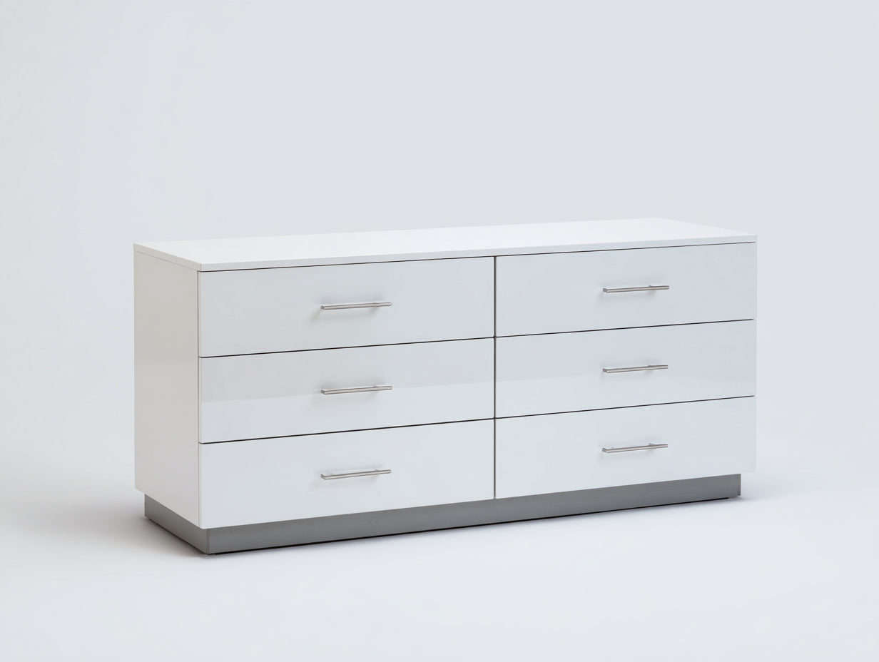 Cassettiera-MDF-151x45x76 cm-Bianco ghiaccio-Design moderno