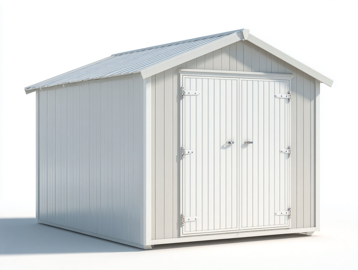Casetta da giardino - Acciaio - 250x180x210 cm - Bianco-Grigio chiaro - Tetto a due falde