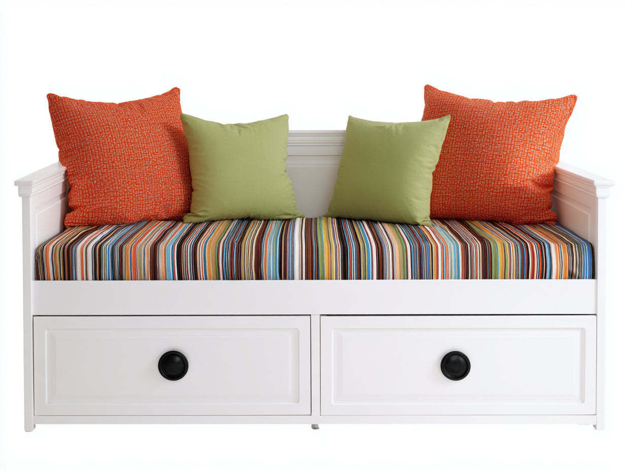 Divano letto-Legno-204x96x90 cm-Bianco-Stile classico con contenitore