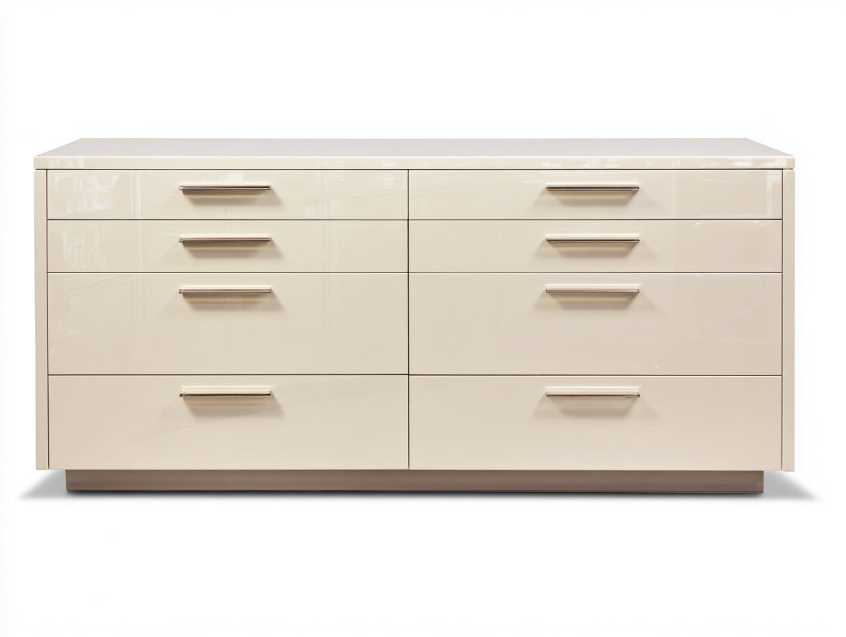 Cassettiera-MDF laccato-172x49x86 cm-Crema avorio-Stile contemporaneo
